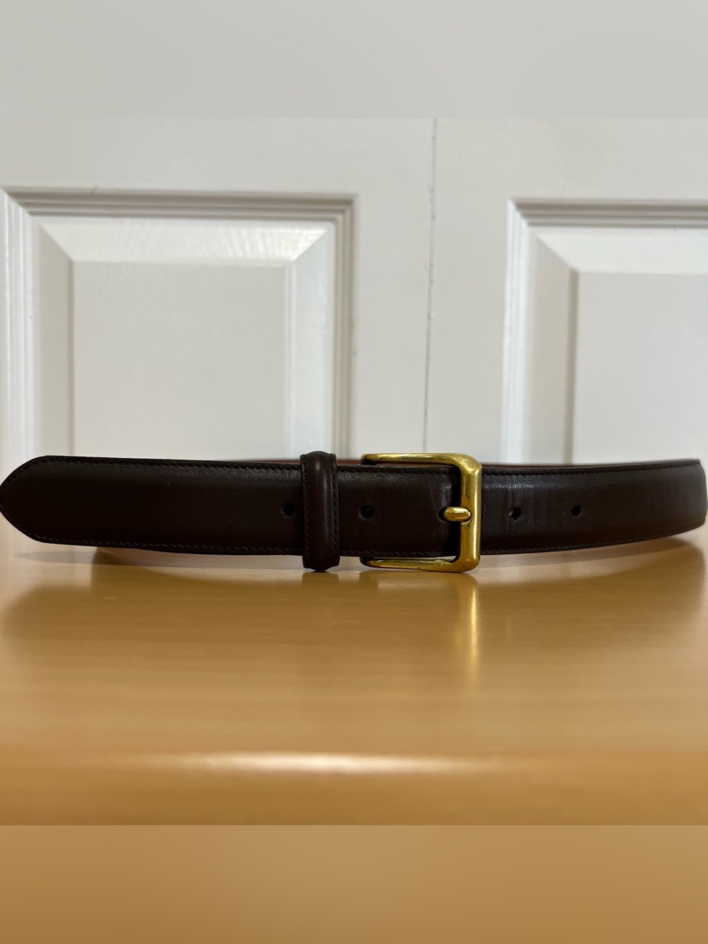 Vtg Coach 5950 Men's Dark Brown Leather Belt with Brass Buckle Size 32